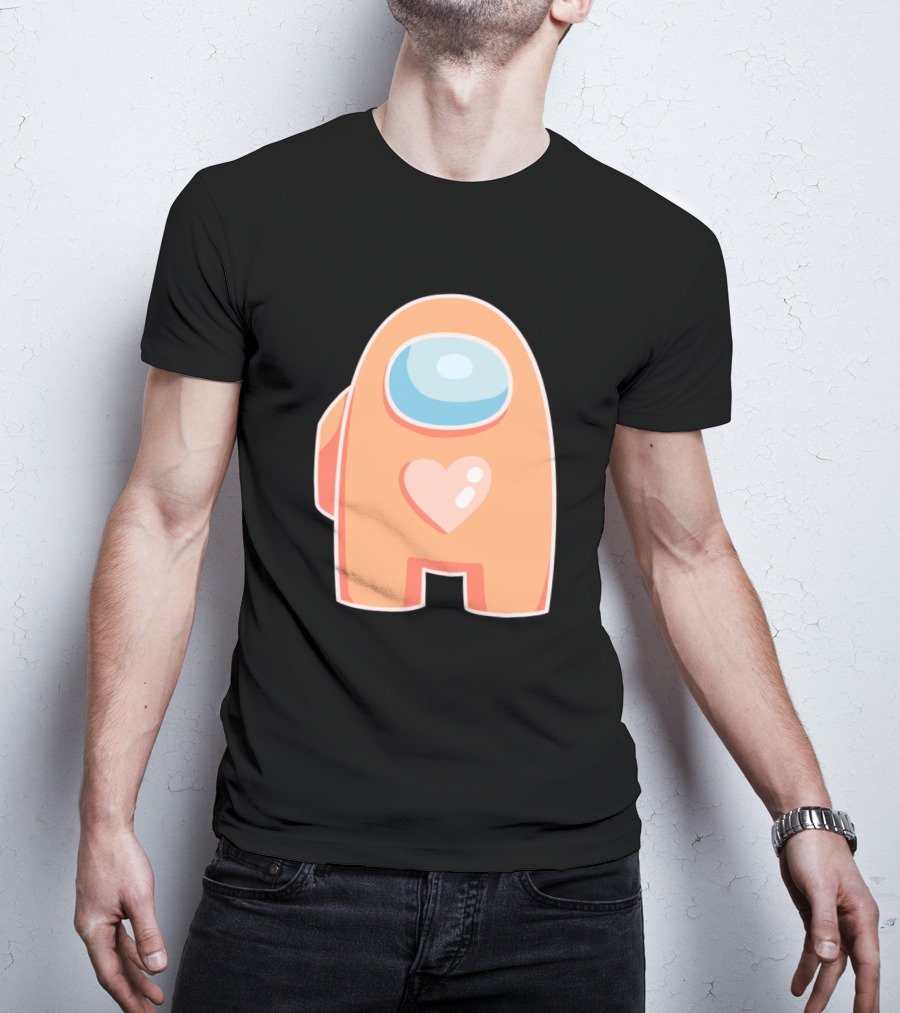 Orange Among Us Crewmate With Heart T-Shirt