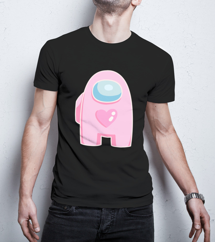 Pink Heart Among Us Crewmate Character T-Shirt