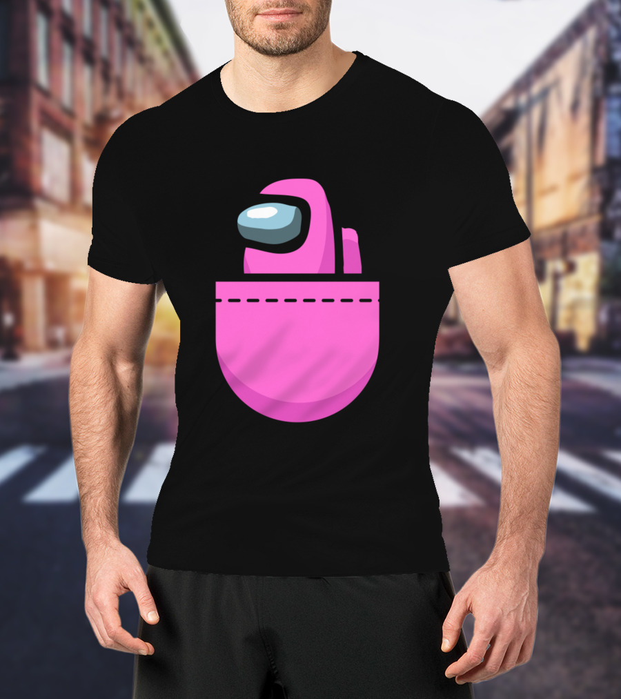 Among Us Pink Crewmate Pocket T-Shirt