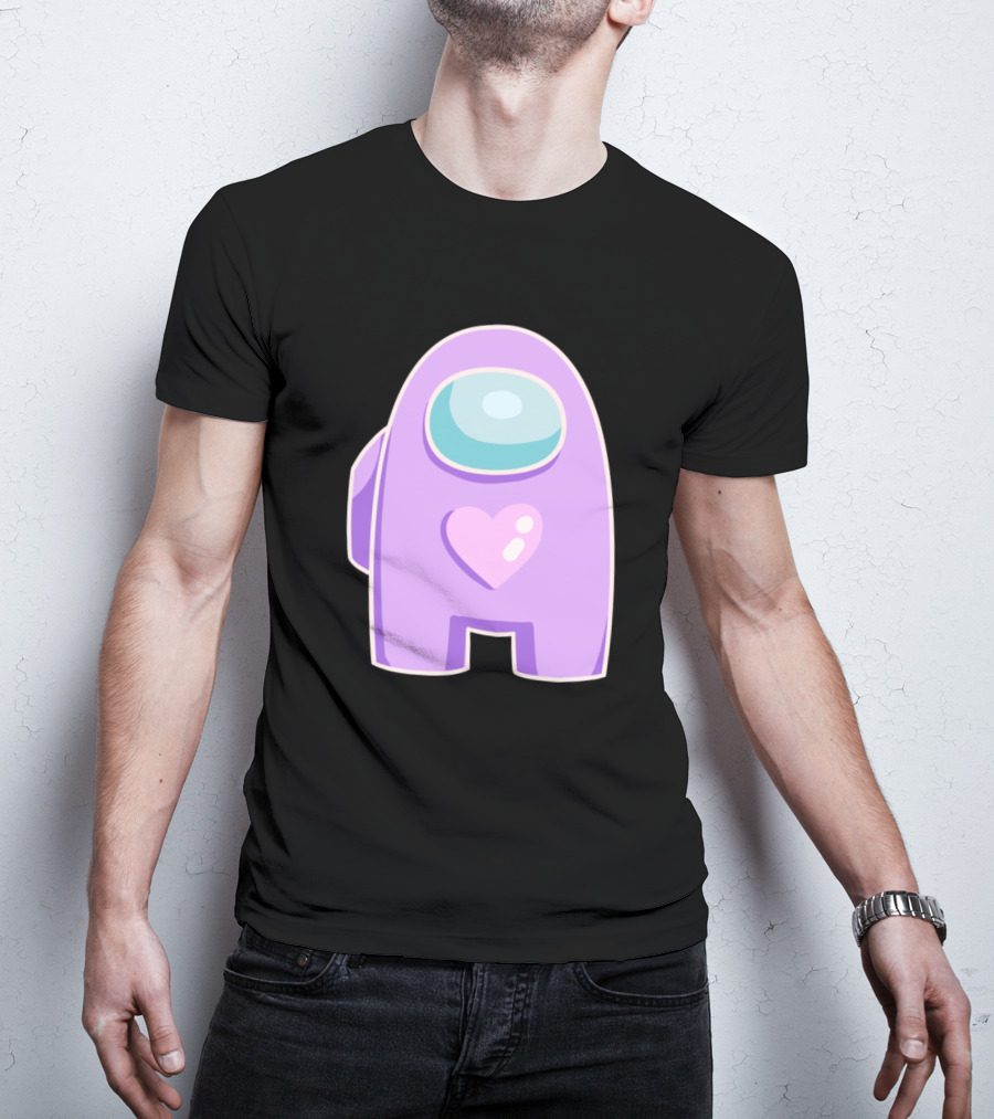 Purple Among Us Crewmate With Heart T-Shirt