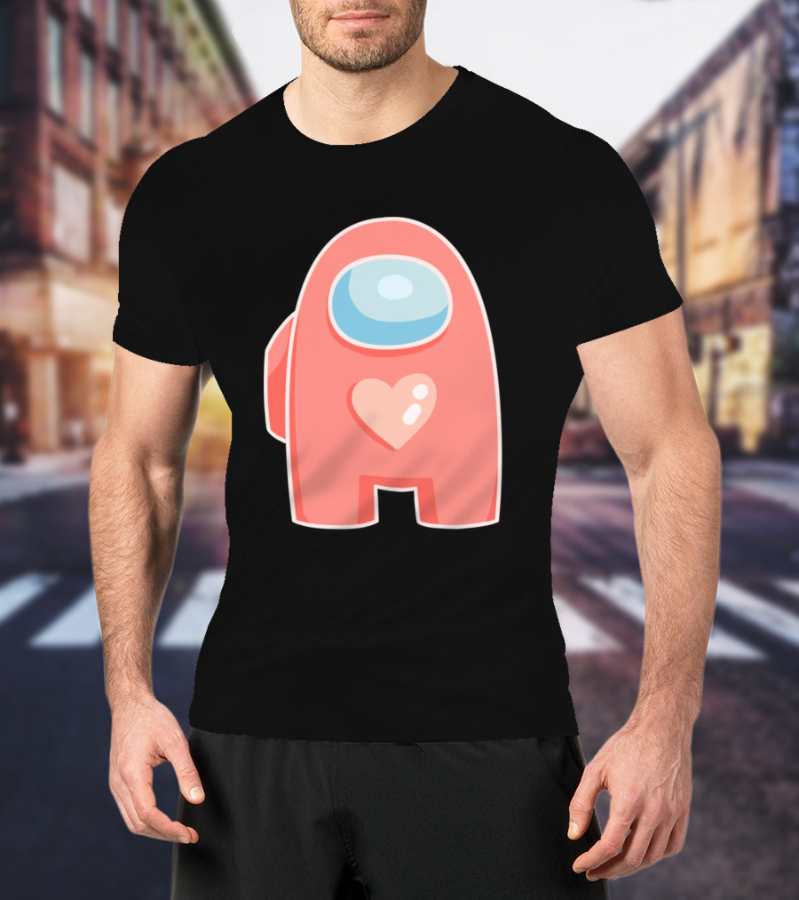 Red Crewmate With Heart Among Us T-Shirt