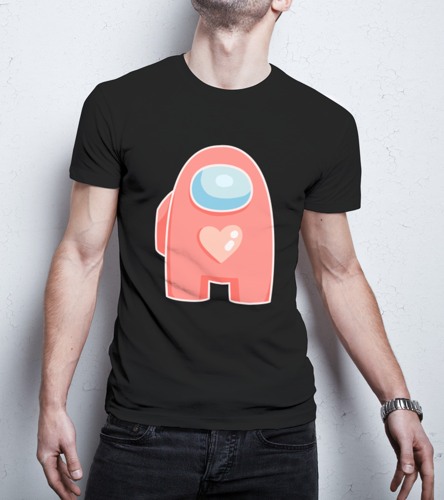 Red Crewmate With Heart Among Us T-Shirt