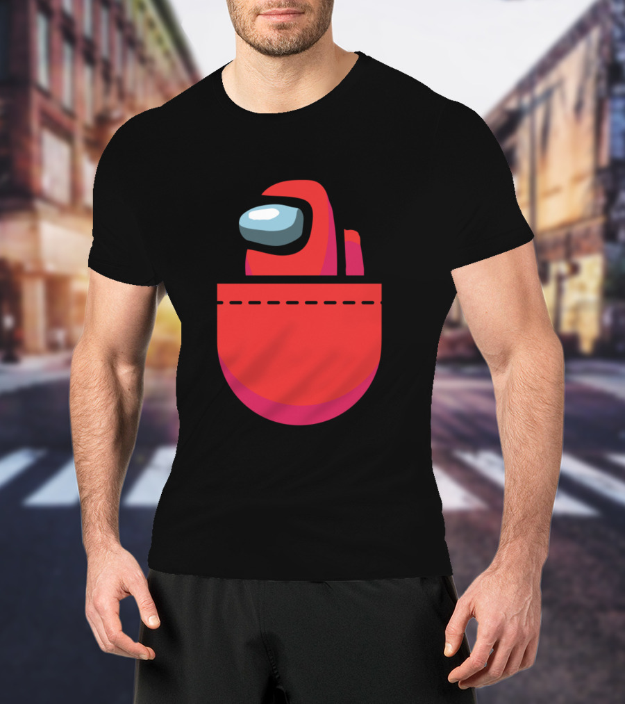 Red Crewmate Pocket Among Us Crewmate T-Shirt