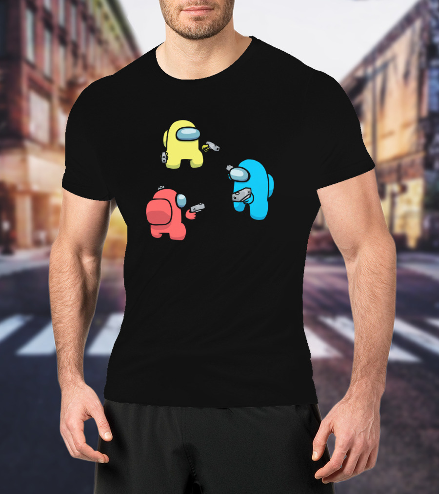 Among Us Parody You Can't Trust Anyone Crewmates Mexican Standoff T-Shirt