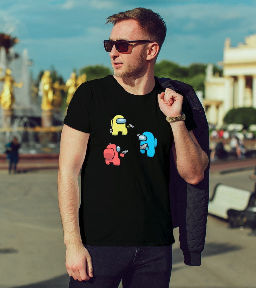 Among Us Parody You Can't Trust Anyone Crewmates Mexican Standoff T-Shirt