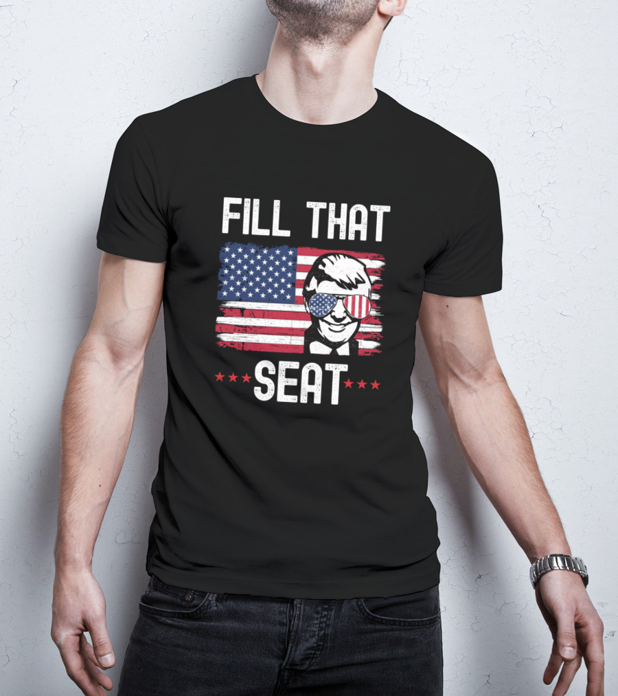Fill That Seat Patriotic Flag Glasses Face T-Shirt