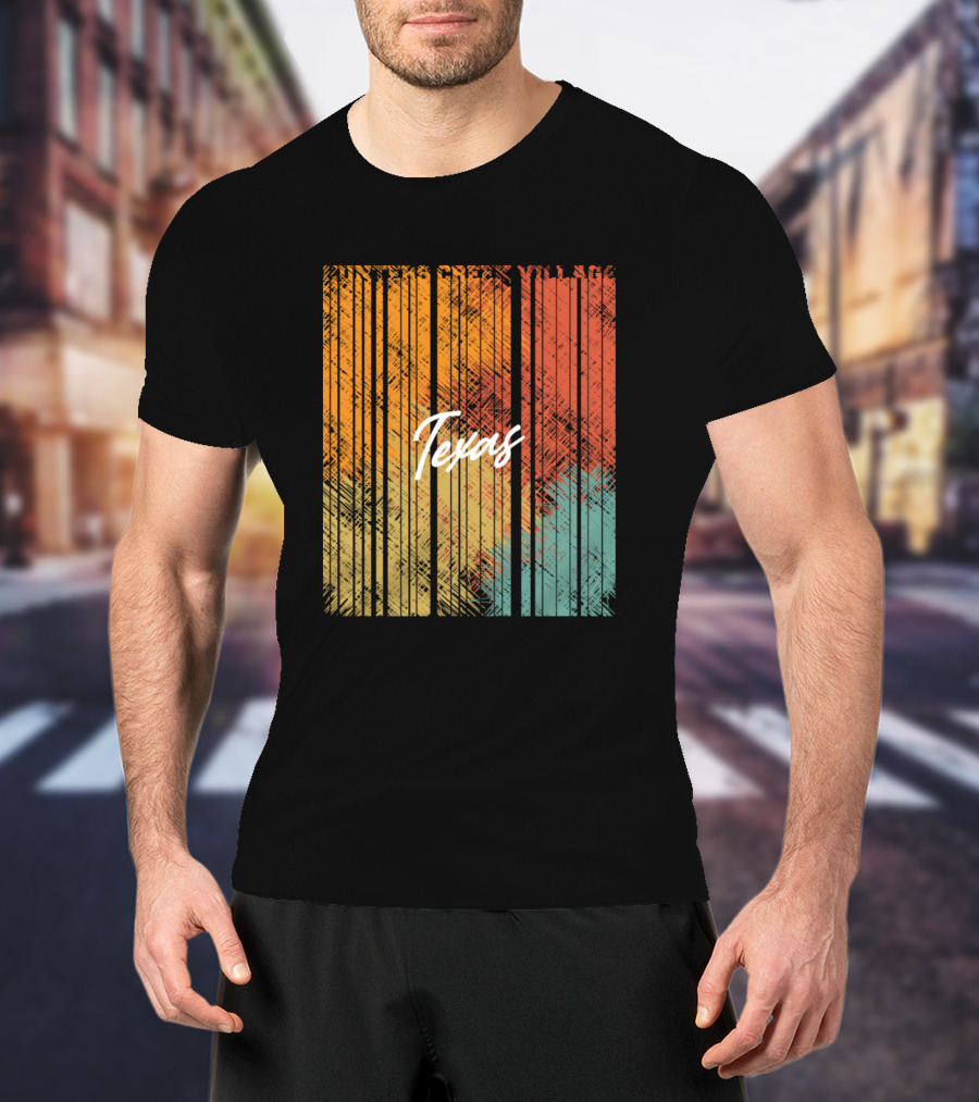 Hunters Creek Village Texas Vintage Retro Style Stripes T-Shirt
