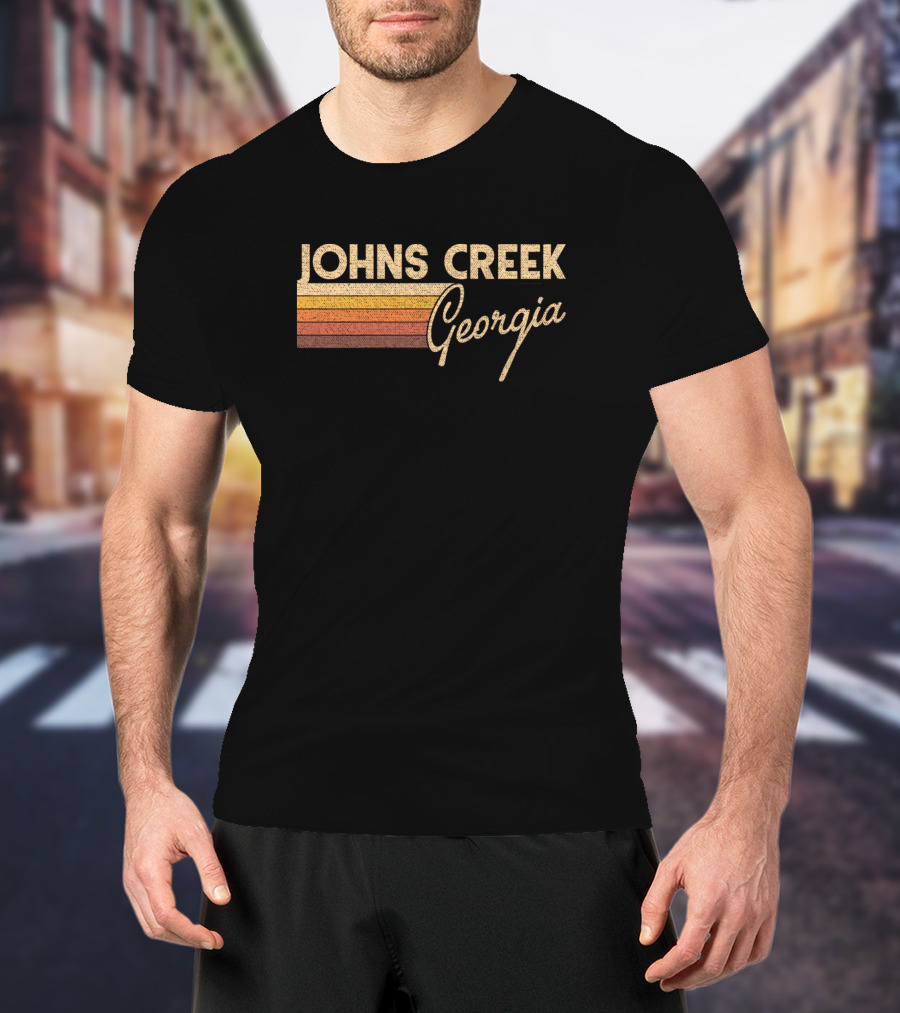 Johns Creek Georgia Vintage Retro Stripe T-Shirt