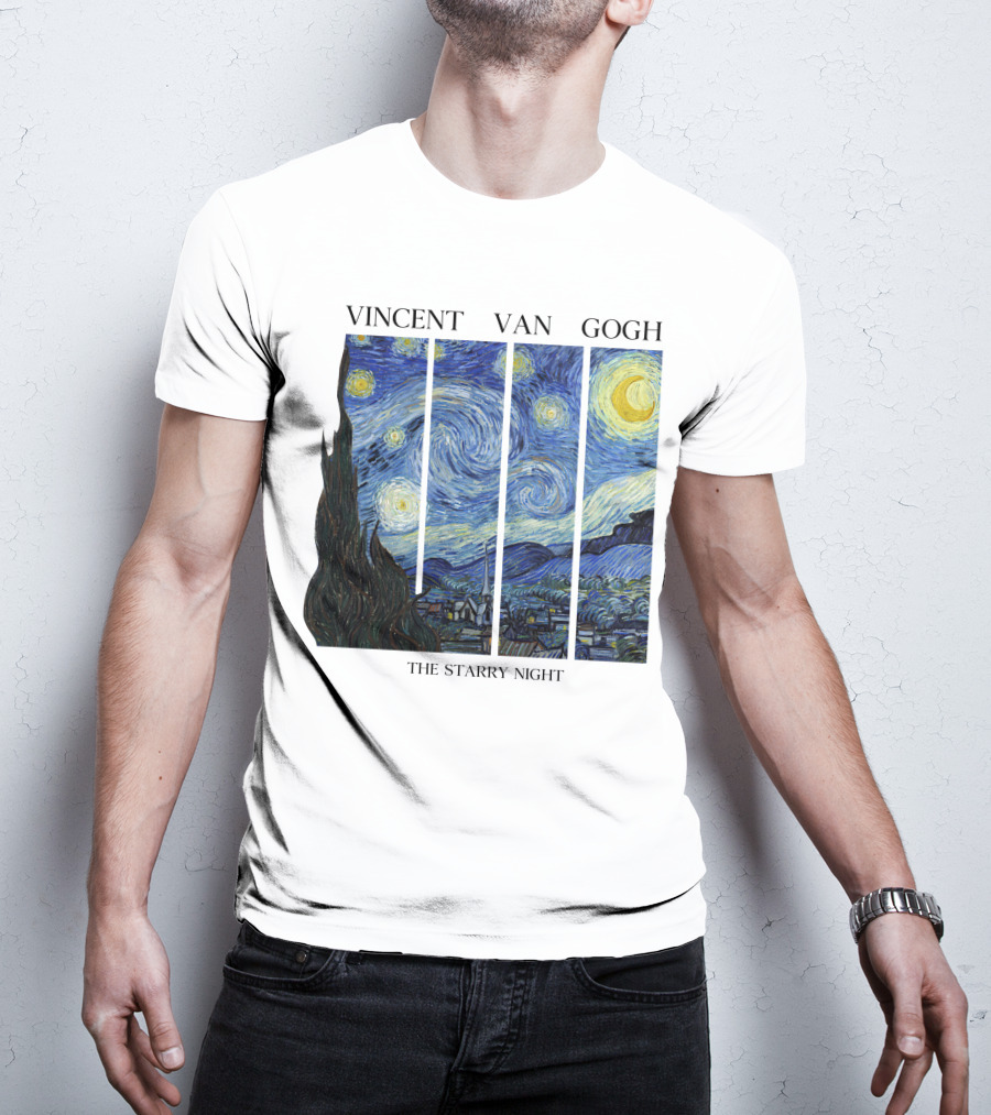 Vincent Van Gogh The Starry Night Quadrant Series T-Shirt