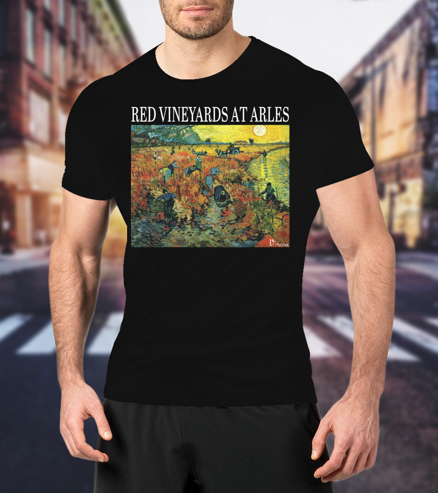Red Vineyards At Arles Vincent Van Gogh Painting Dark T-Shirt