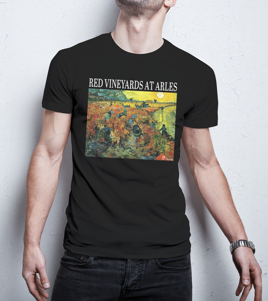 Red Vineyards At Arles Vincent Van Gogh Painting Dark T-Shirt