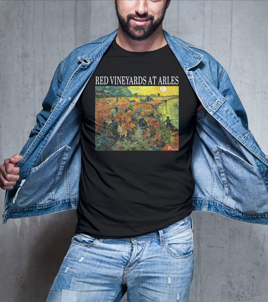Red Vineyards At Arles Vincent Van Gogh Painting Dark T-Shirt