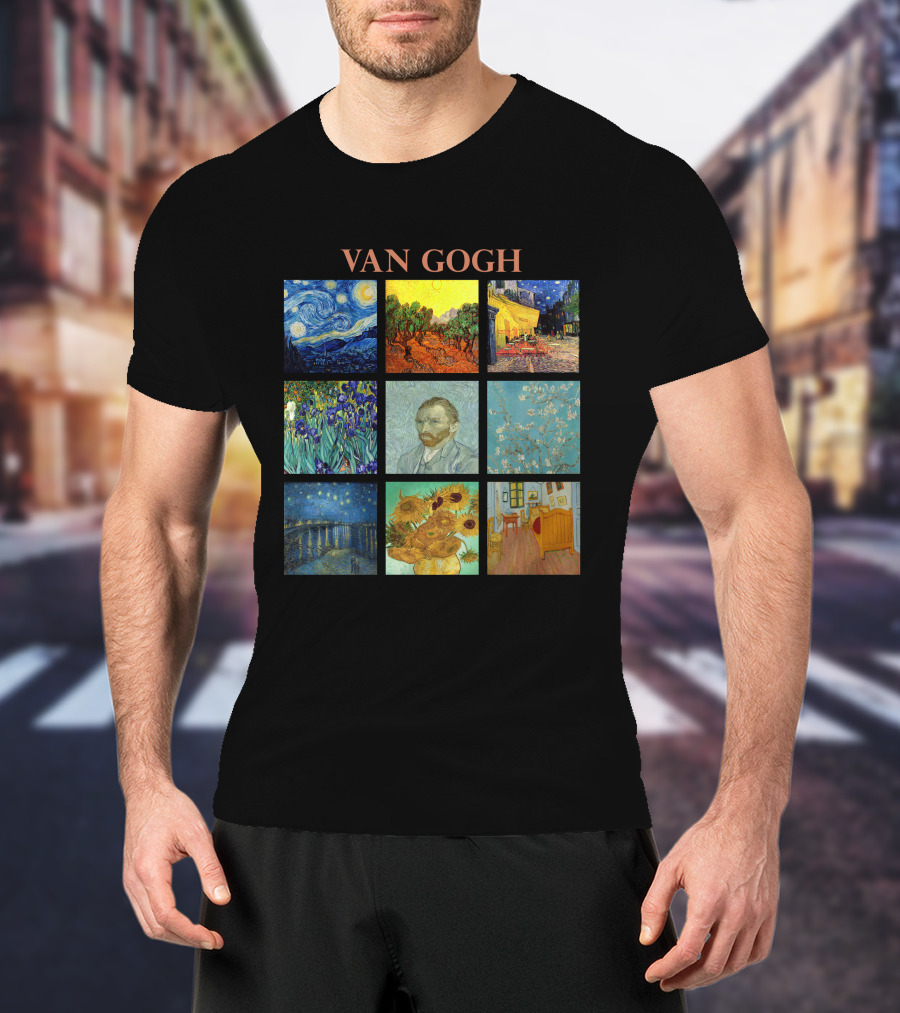 Van Gogh Starry Night Sunflowers Irises Café Terrace Almond Blossoms Portrait Bedroom T-Shirt
