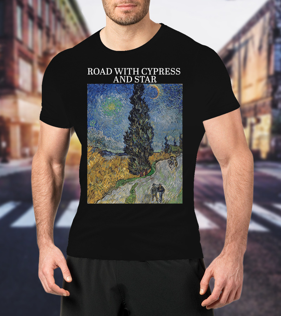 Vincent Van Gogh Road With Cypress And Star T-Shirt
