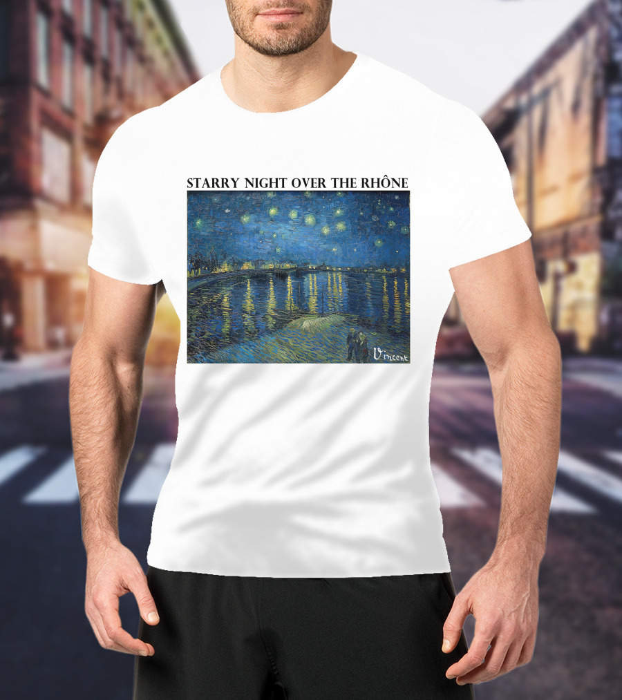 Starry Night Over The Rhône Vincent Van Gogh Vivid Blue Waterscape T-Shirt