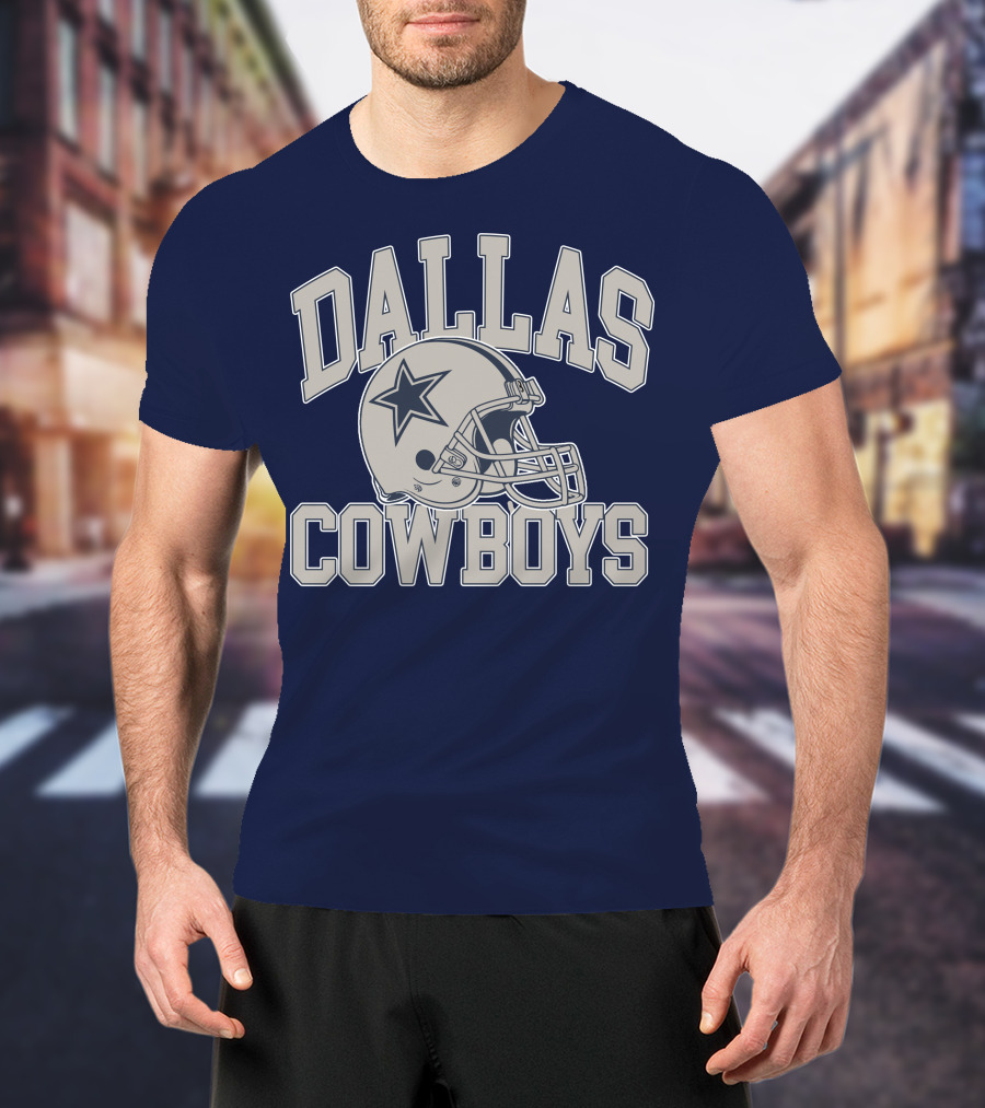 Dallas Cowboys Star Helmet Iconic Team Name T-Shirt