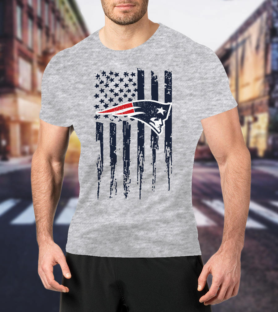 New England Patriots American Flag Patriot Head T-Shirt