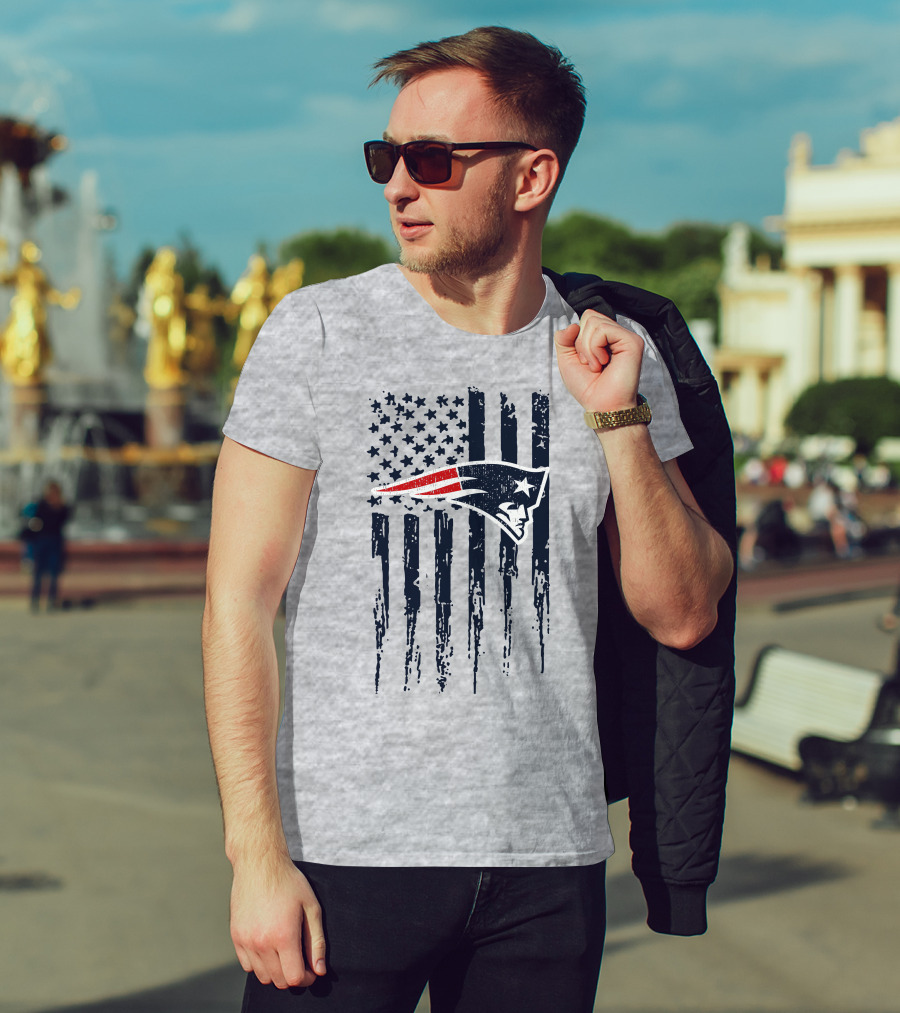 New England Patriots American Flag Patriot Head T-Shirt