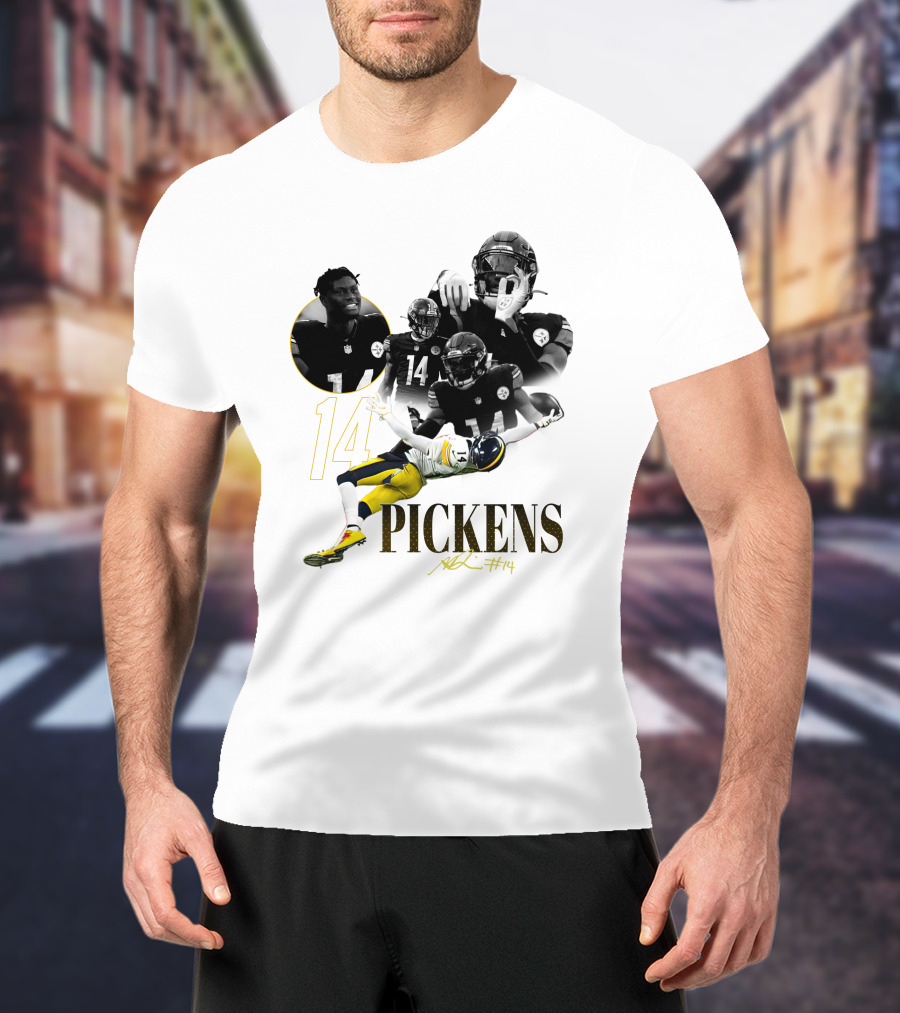 George Pickens #14 Pittsburgh Steelers Football Player Montage T-Shirt