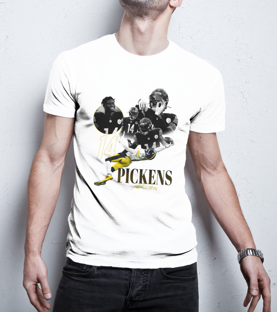 George Pickens #14 Pittsburgh Steelers Football Player Montage T-Shirt
