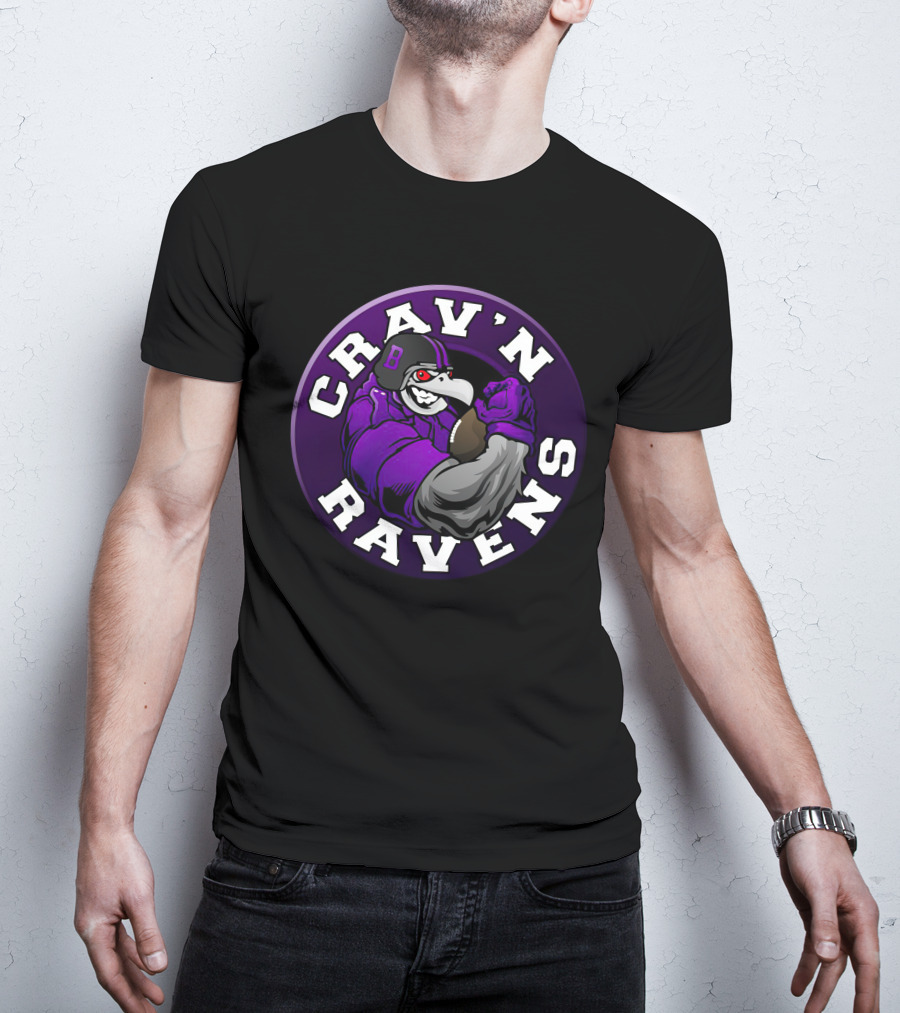 Crav'n Ravens Baltimore Football Mascot Power Pose T-Shirt