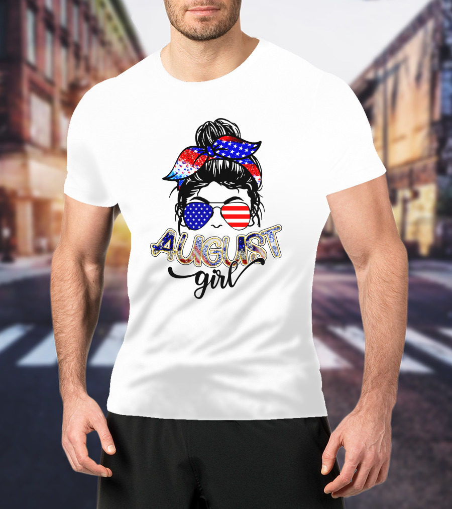 August Girl Retro American Flag Bandana Sunglasses T-Shirt