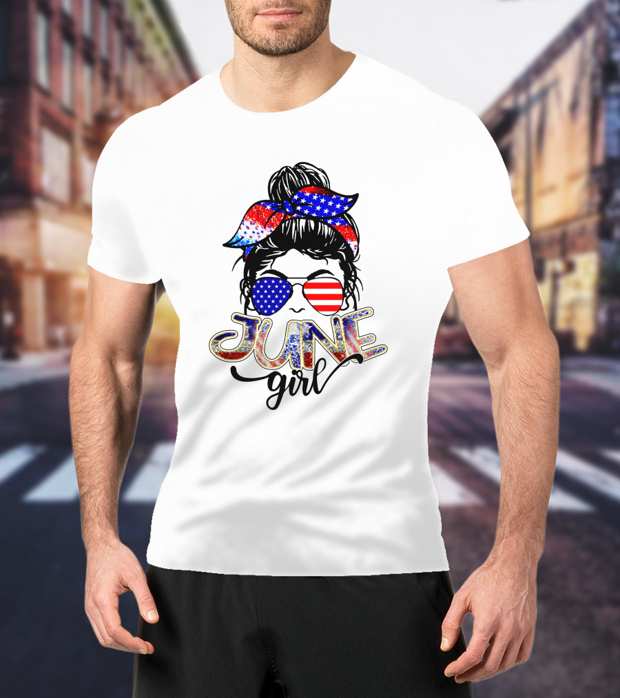 June Girl American Flag Bandana Sunglasses T-Shirt