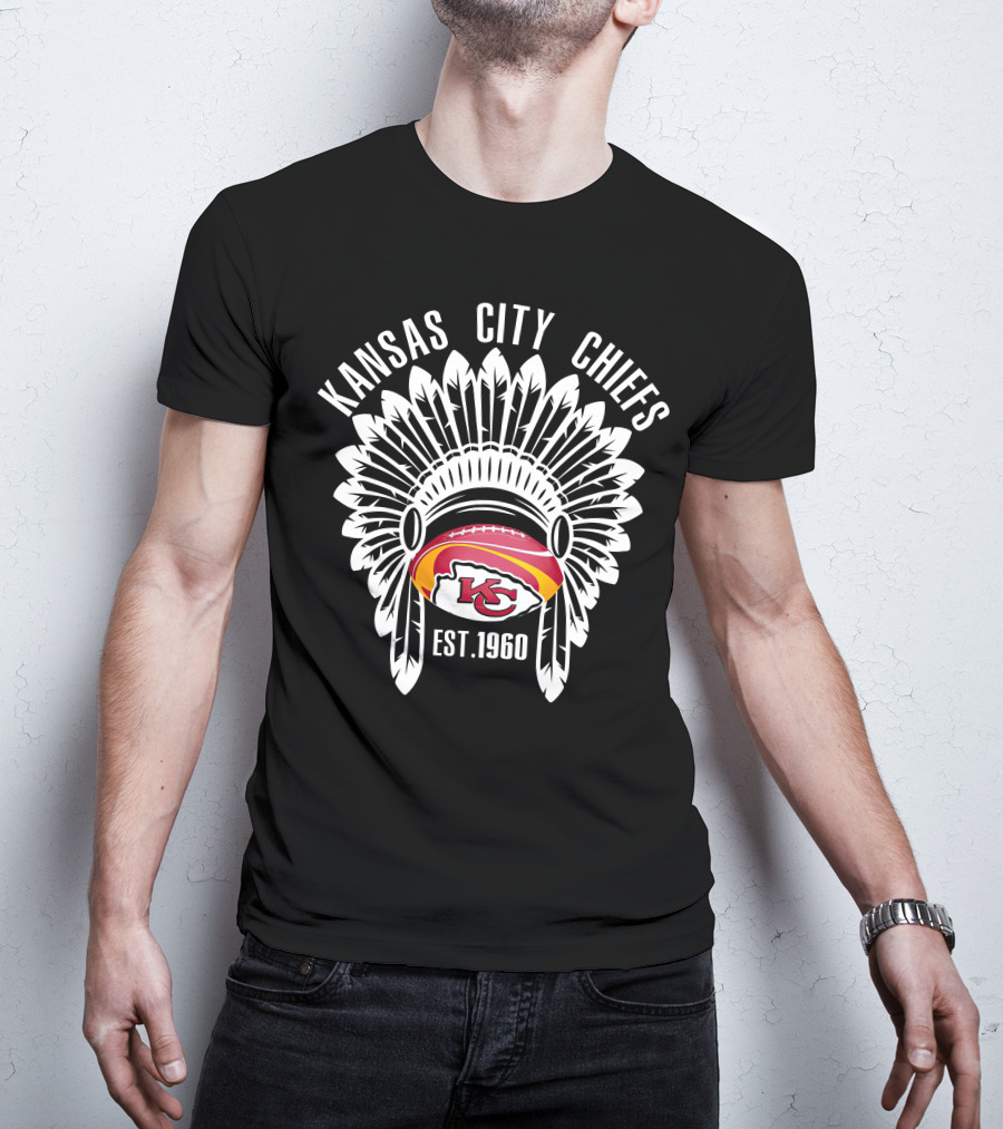 Kansas City Chiefs Est. 1960 Football Headdress T-Shirt