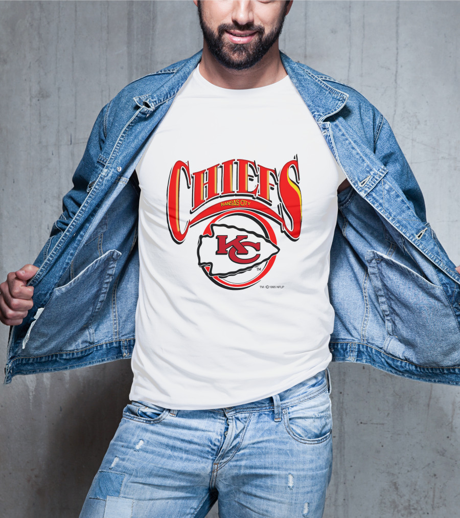 Kansas City Chiefs Logo Red Yellow Design 1996 NFLP T-Shirt