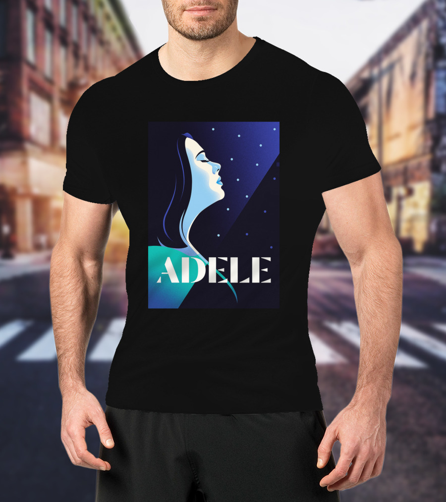 ADELE 1436941 Retro Style Portrait With Night Sky T-Shirt