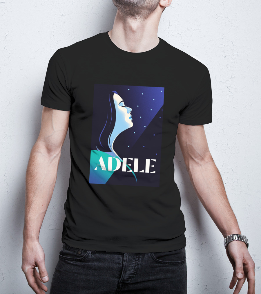 ADELE 1436941 Retro Style Portrait With Night Sky T-Shirt