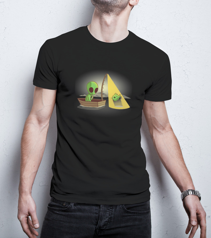 Alien Fishing UFO Light Beam Catch Boat T-Shirt