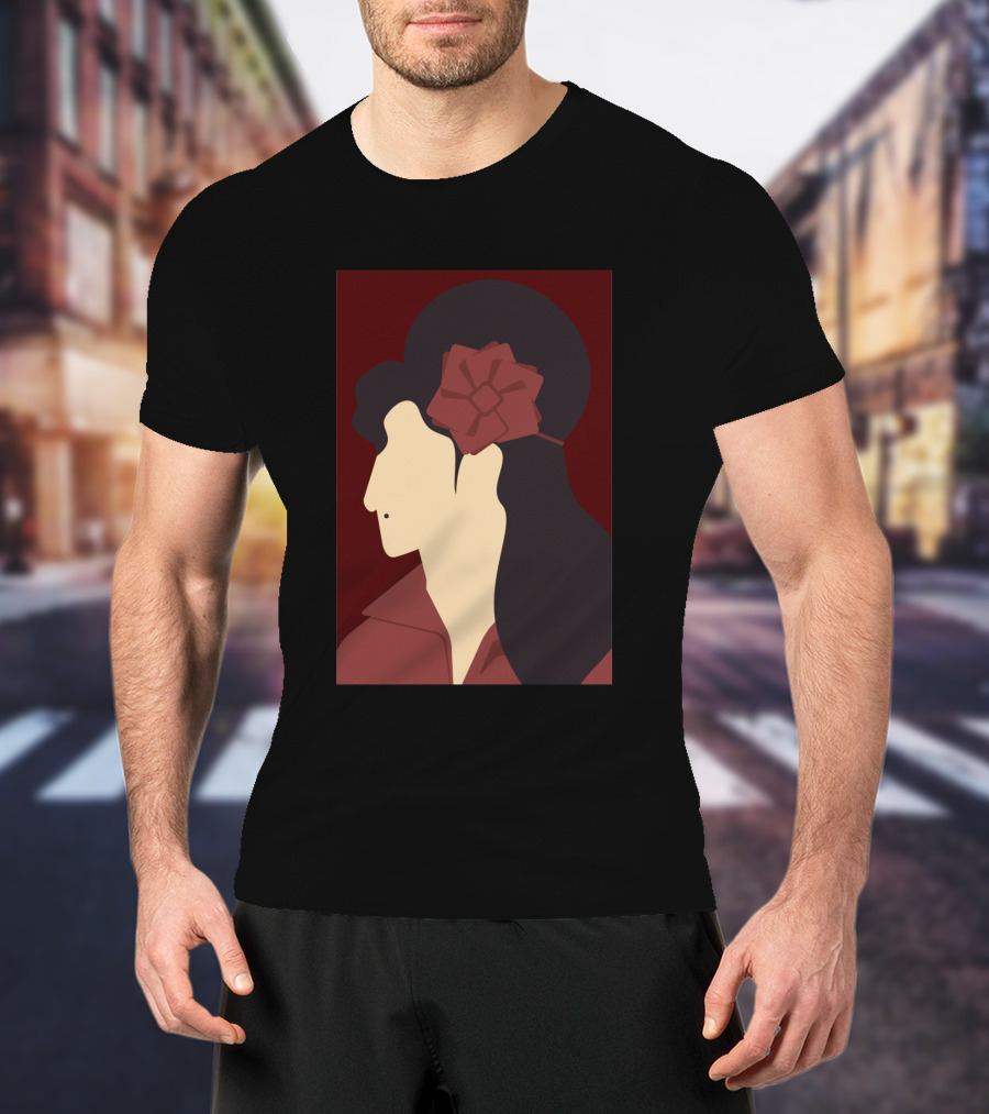 Amy Winehouse Minimalist Art Profile With Red Flower 1373543 T-Shirt