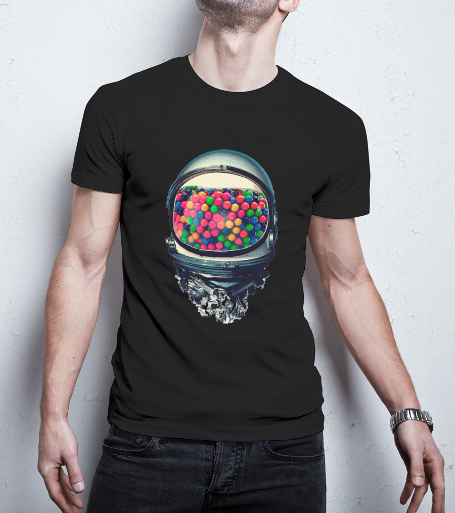 Astrogum 9339 Colorful Gumballs In Space Helmet T-Shirt