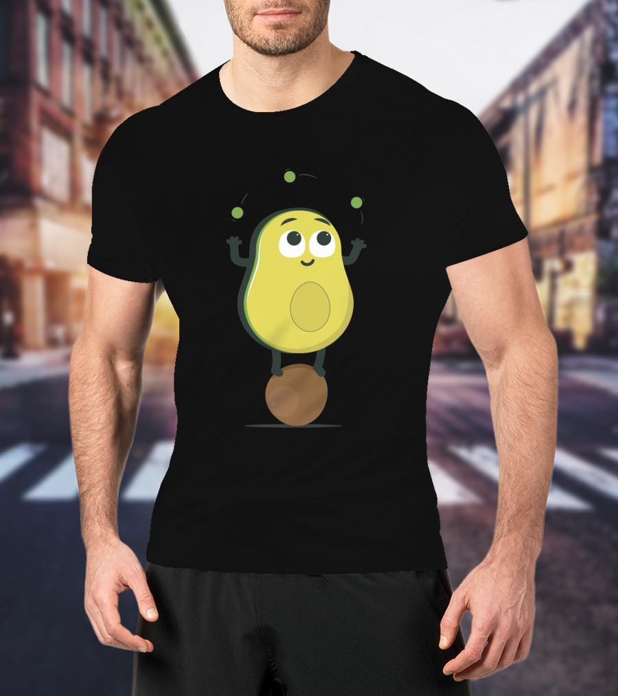 Avocado Juggler Balancing On Pit With Smiling Cartoon Expression T-Shirt