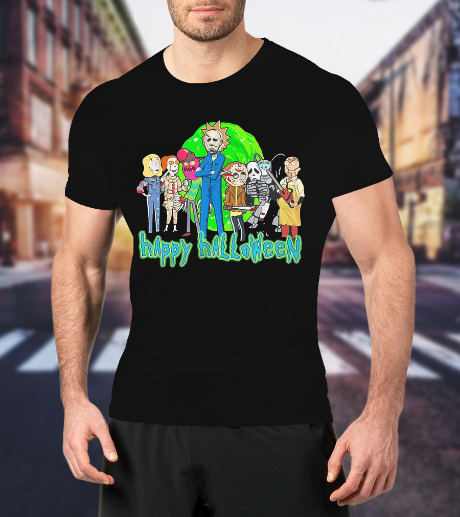 Happy Halloween Michael Myers Rick And Morty T-Shirt