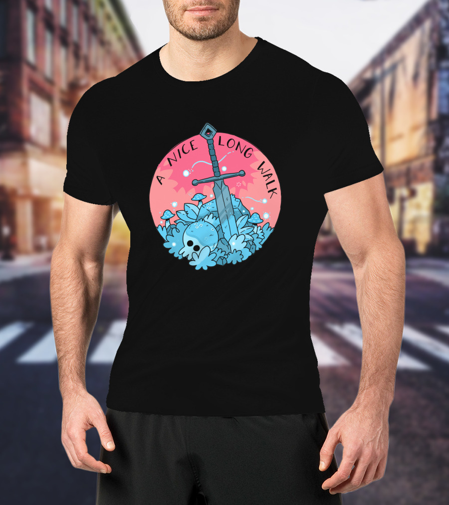 A Nice Long Walk Skull Sword And Mushrooms T-Shirt