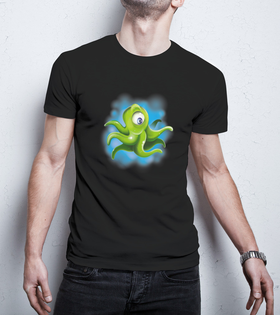 Squid Alien Cartoon Creature With One Eye T-Shirt