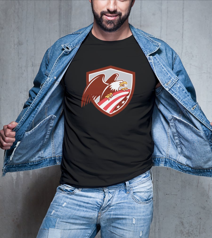 American Bald Eagle Shield With USA Flag T-Shirt