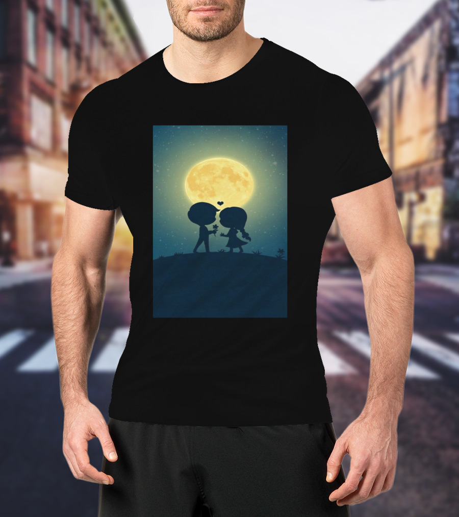 Anime 410328 Silhouette Couple Full Moon Romance T-Shirt