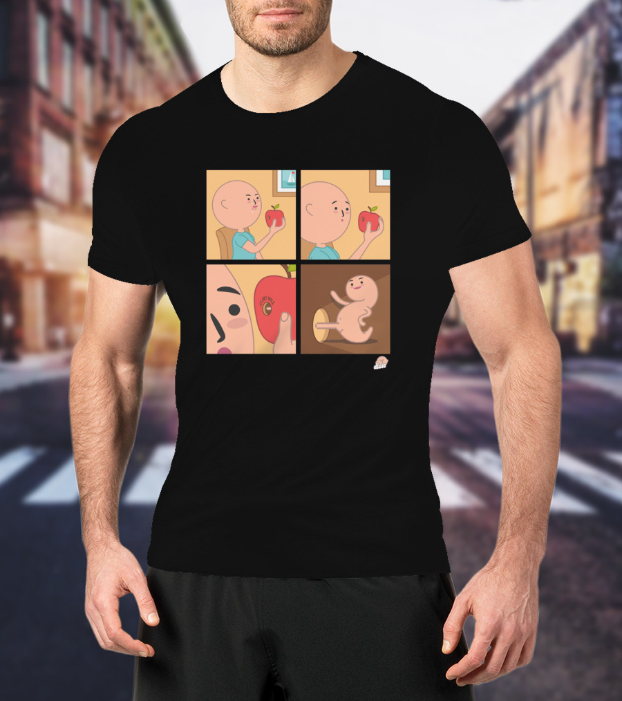 Apple Eating Surprised Baby Escape Comic T-Shirt