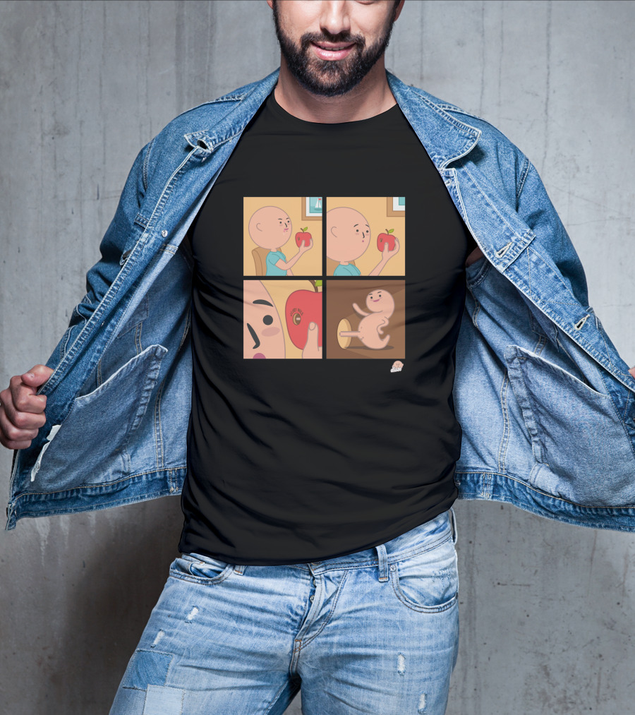 Apple Eating Surprised Baby Escape Comic T-Shirt
