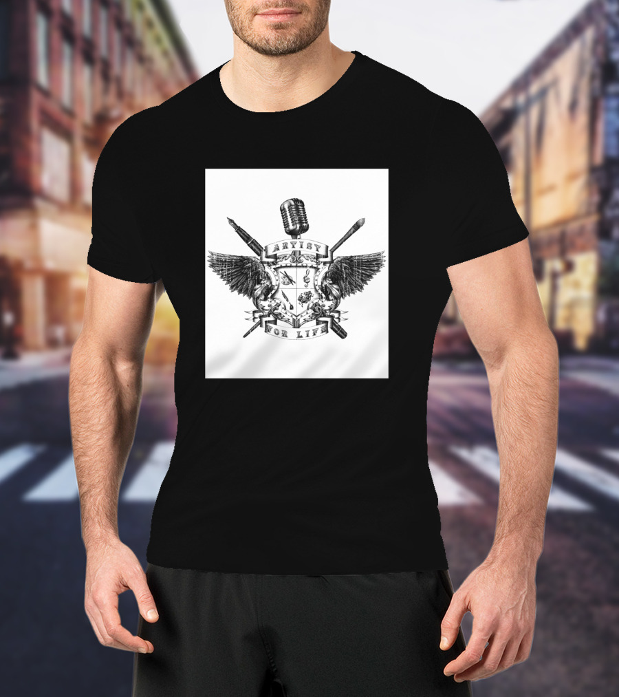 Artist For Life Microphone Brush Wings Shield 234592 T-Shirt