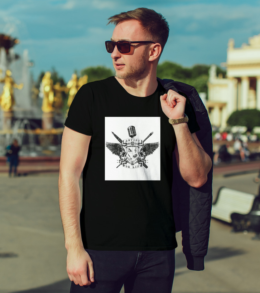 Artist For Life Microphone Brush Wings Shield 234592 T-Shirt