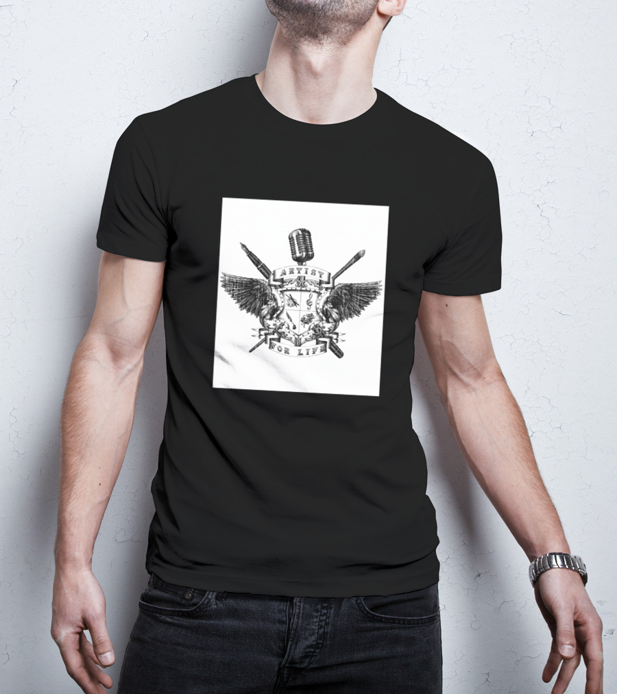 Artist For Life Microphone Brush Wings Shield 234592 T-Shirt