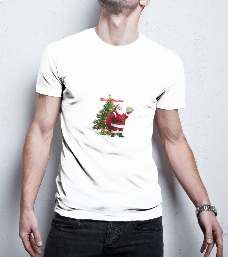 Merry Christmas Santa Claus New Year Party Pancakes T-Shirt