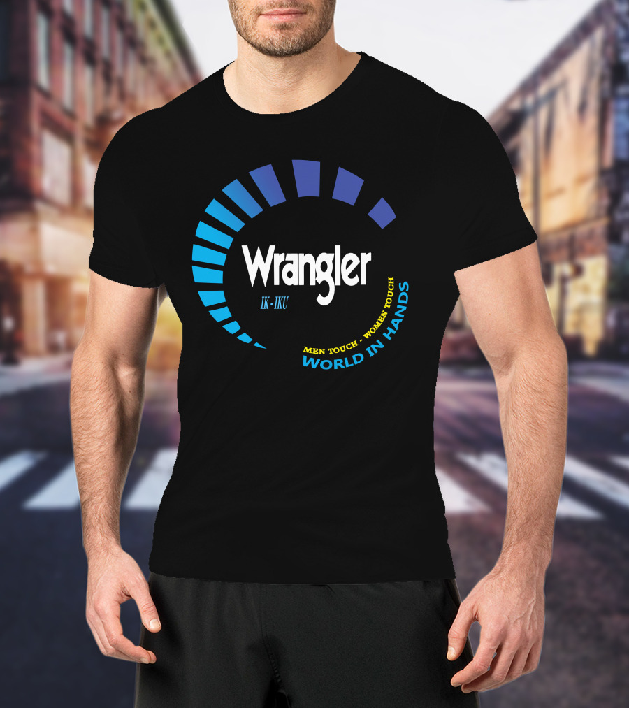 Wrangler IK IKU Men Touch Women Touch World In Hands T-Shirt