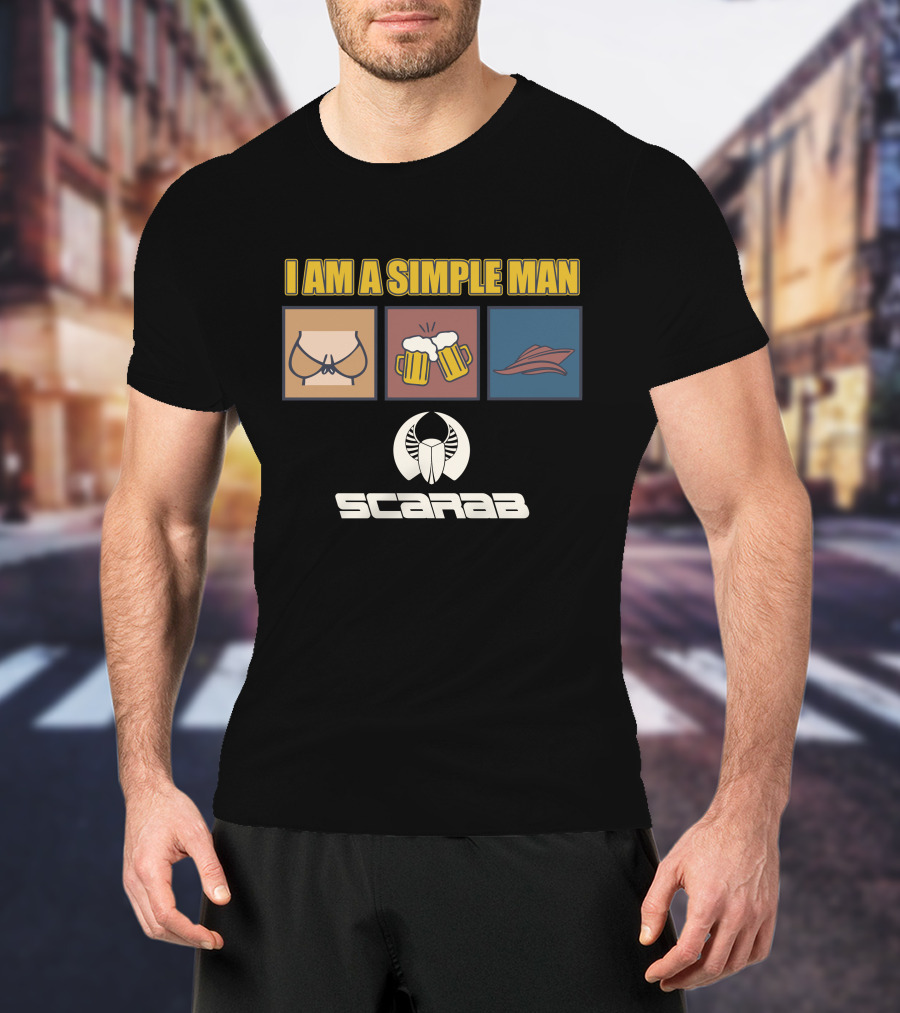 I Am A Simple Man Scarab Boats Beer Wings T-Shirt