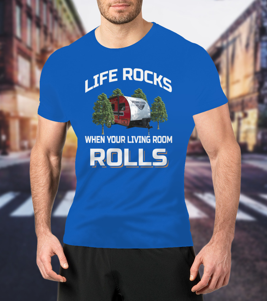 Life Rocks When Your Living Room Rolls Vintage Rv Camping T-Shirt