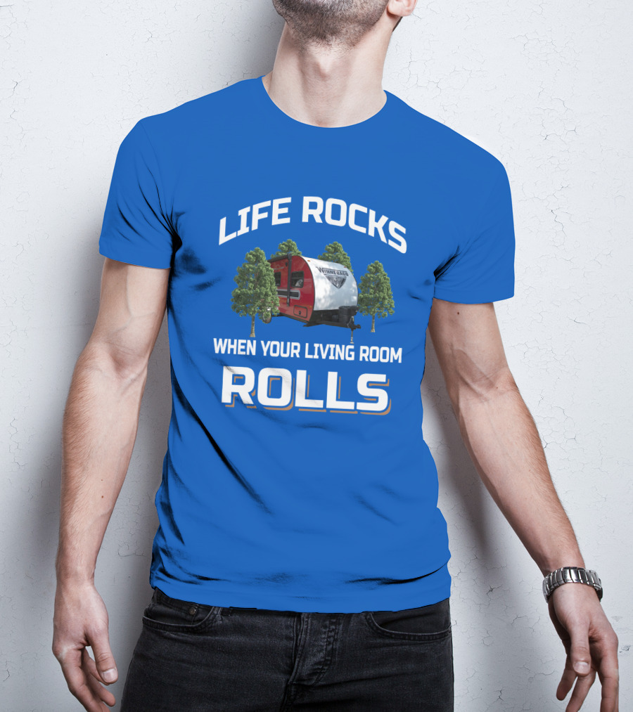 Life Rocks When Your Living Room Rolls Vintage Rv Camping T-Shirt